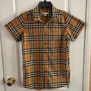 Burberry Check Short Sleeve Button Down Shirt